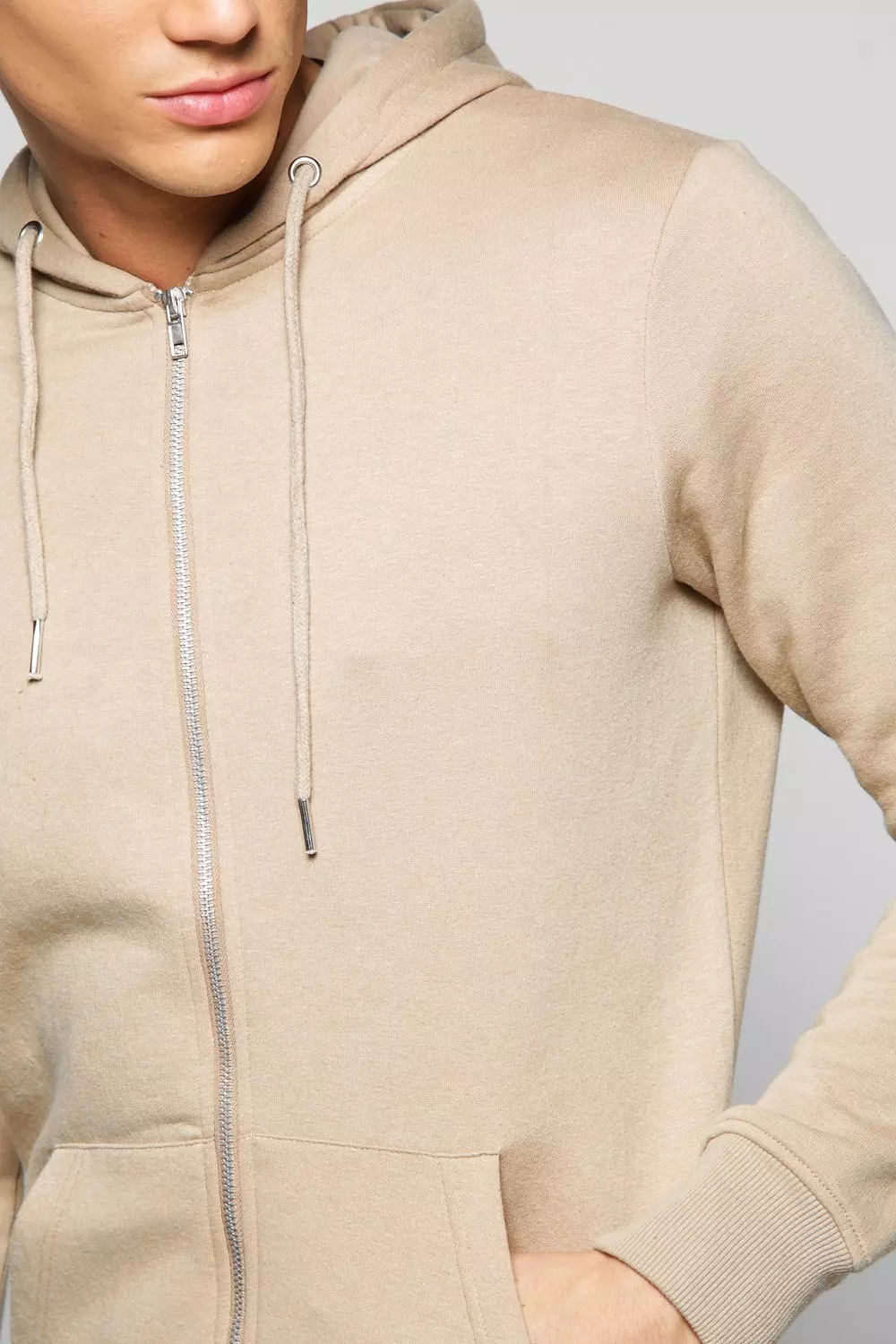 Basic Zip Through Hoodie Boohoo