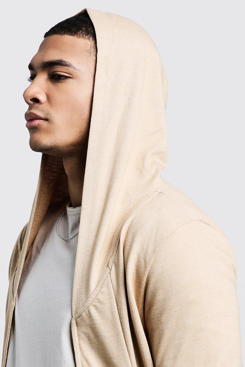 Mens longline cheap hooded cardigan