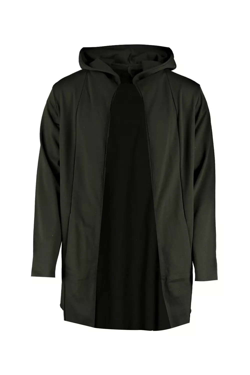 Olive Longline Hooded Cardigan With Extended Cuff alternative image