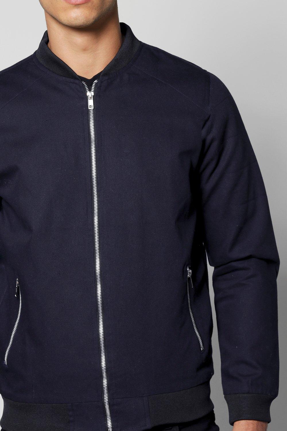 Navy cotton bomber outlet jacket