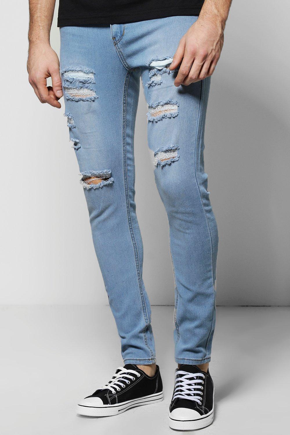 pale blue ripped skinny jeans