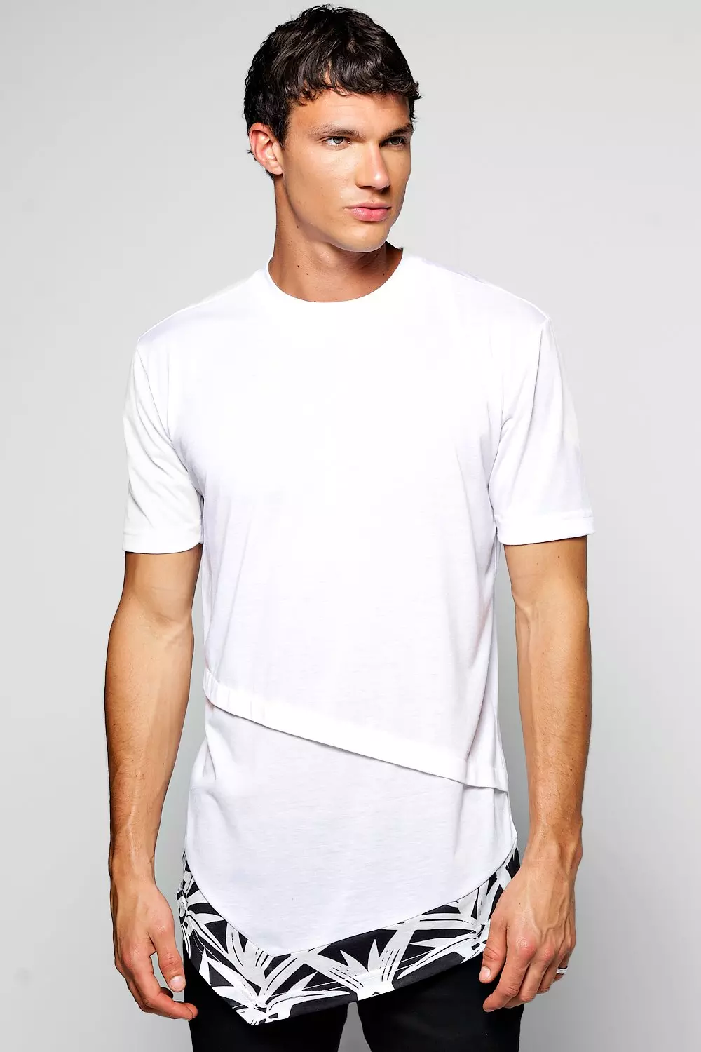 Longline T Shirt With Asymmetric Hem Shape