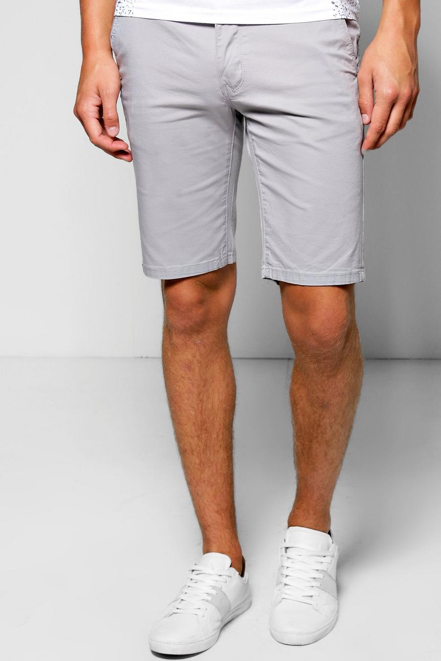 Schmal geschnittene Chino-Shorts mit Stretch-Anteil, Grau gris image number 1