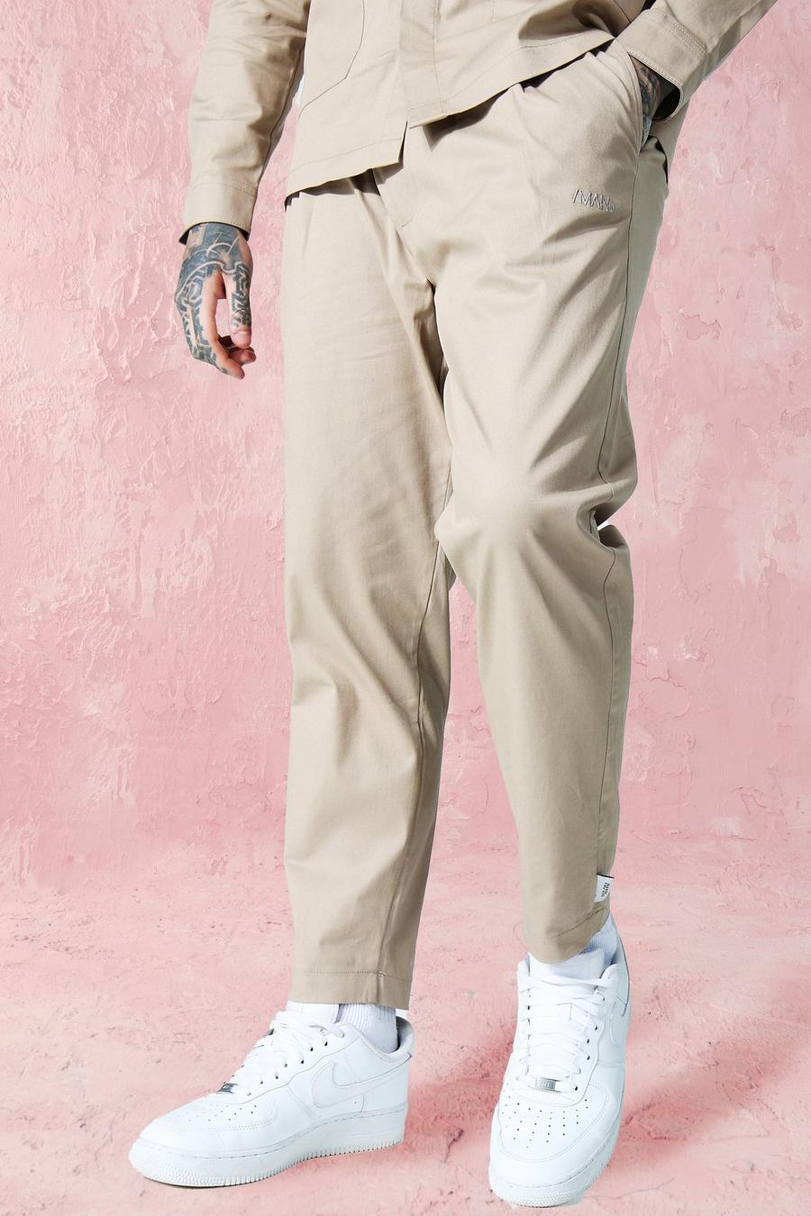 Pantaloni tuta skinny in twill, Grigio talpa image number 1