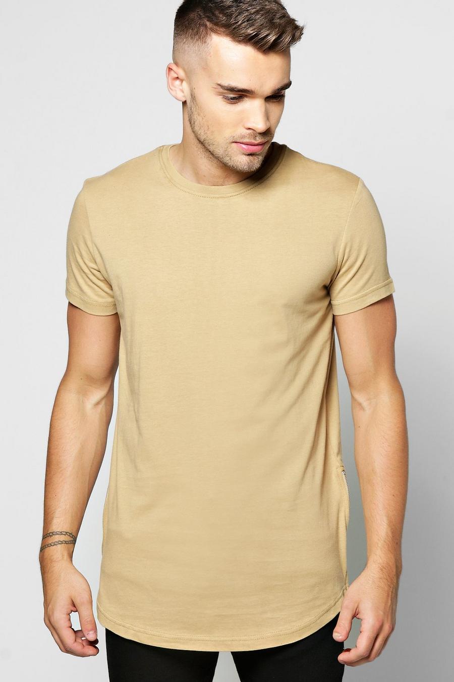 Stone beige Skater Length Curved Hem T Shirt image number 1
