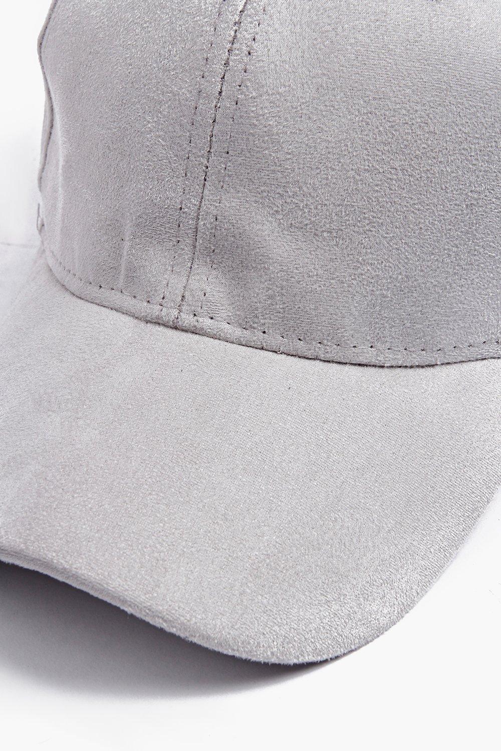 grey faux suede cap