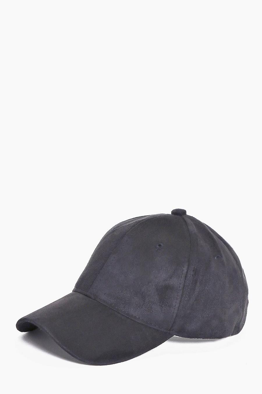 cappellino da baseball in camoscio sintetico nero image number 1