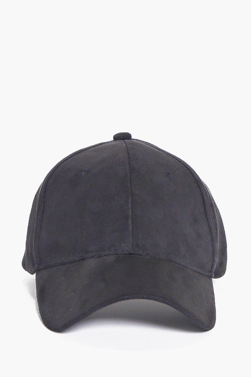 black suede baseball cap