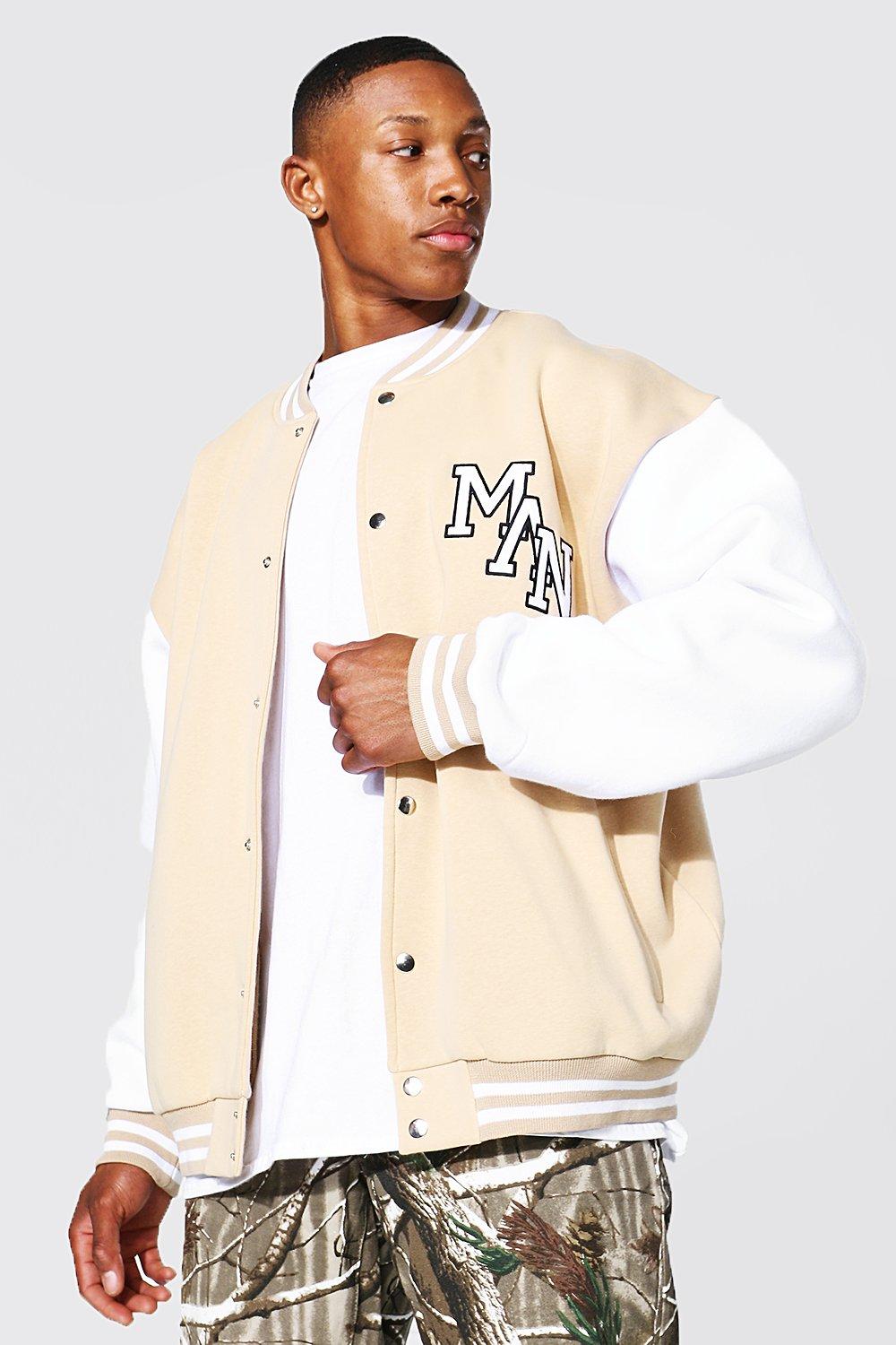 beige varsity jacket