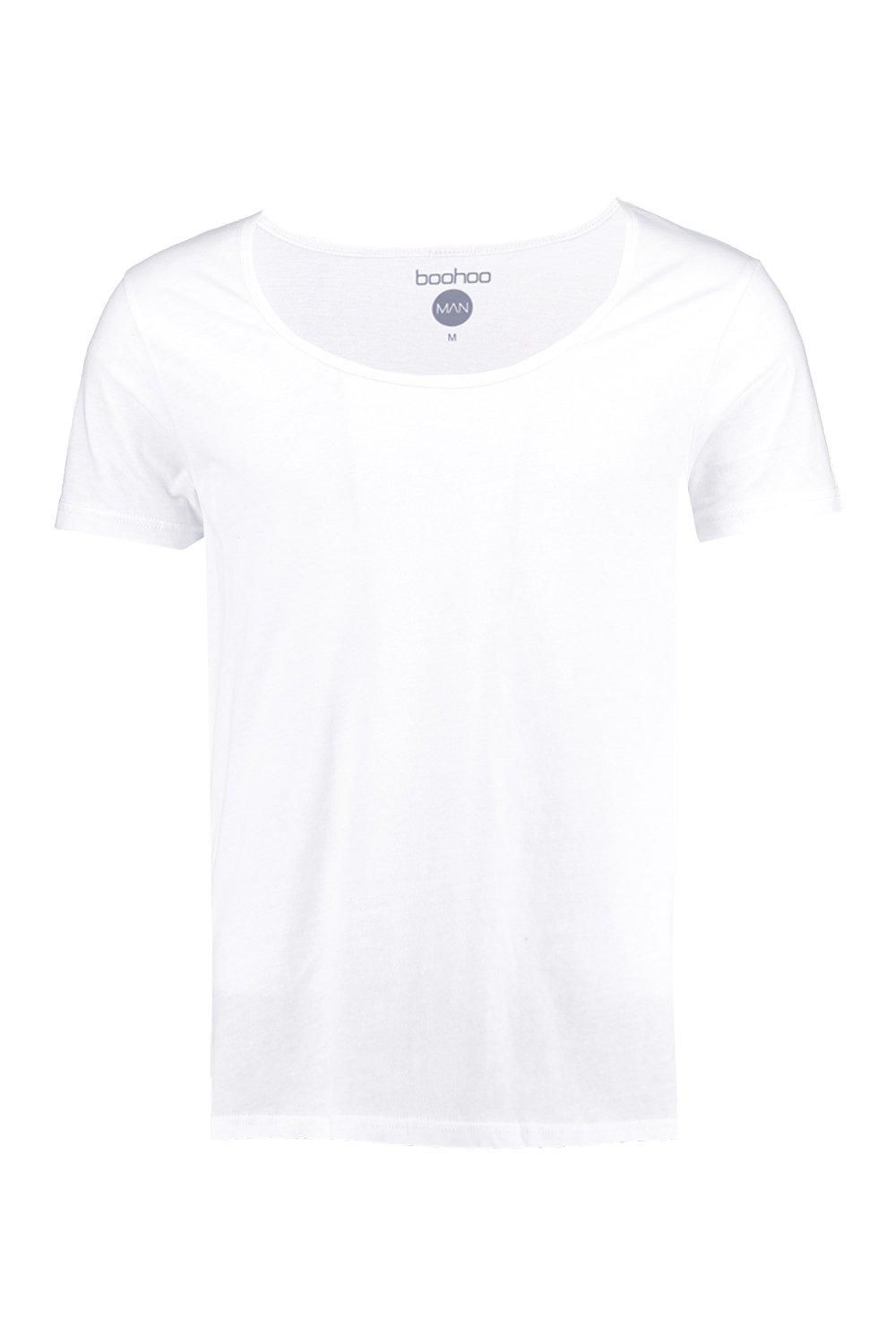 Mens white scoop on sale neck t shirt