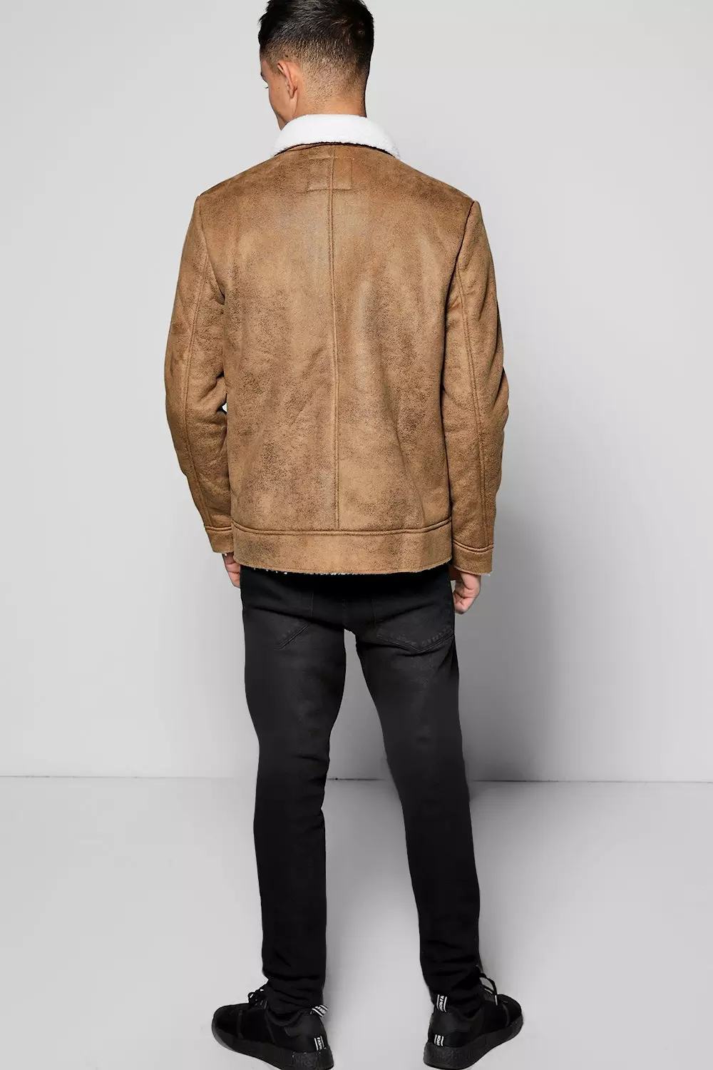 Faux suede borg collar jacket best sale