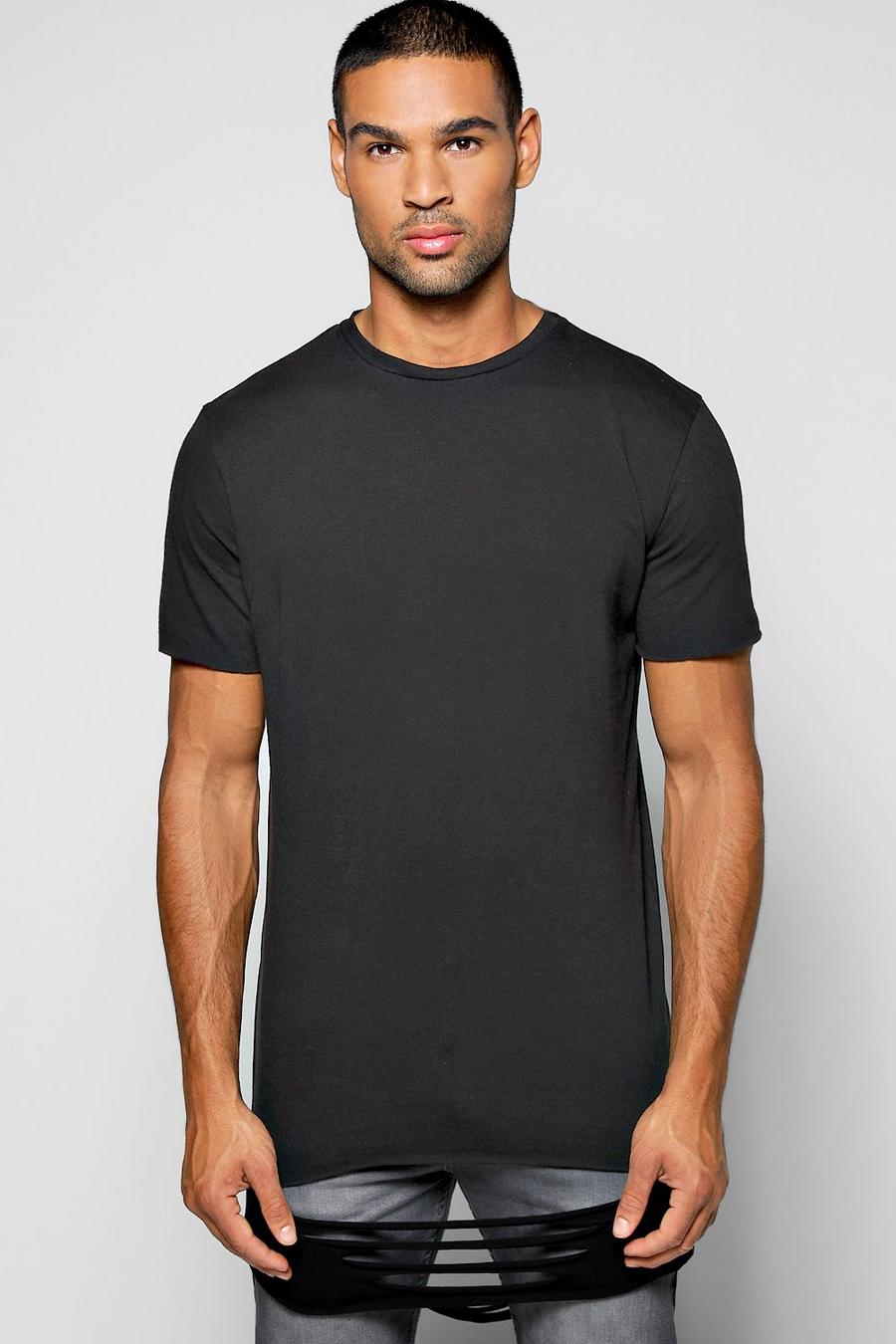 Longline Ripped T-Shirt, Black image number 1
