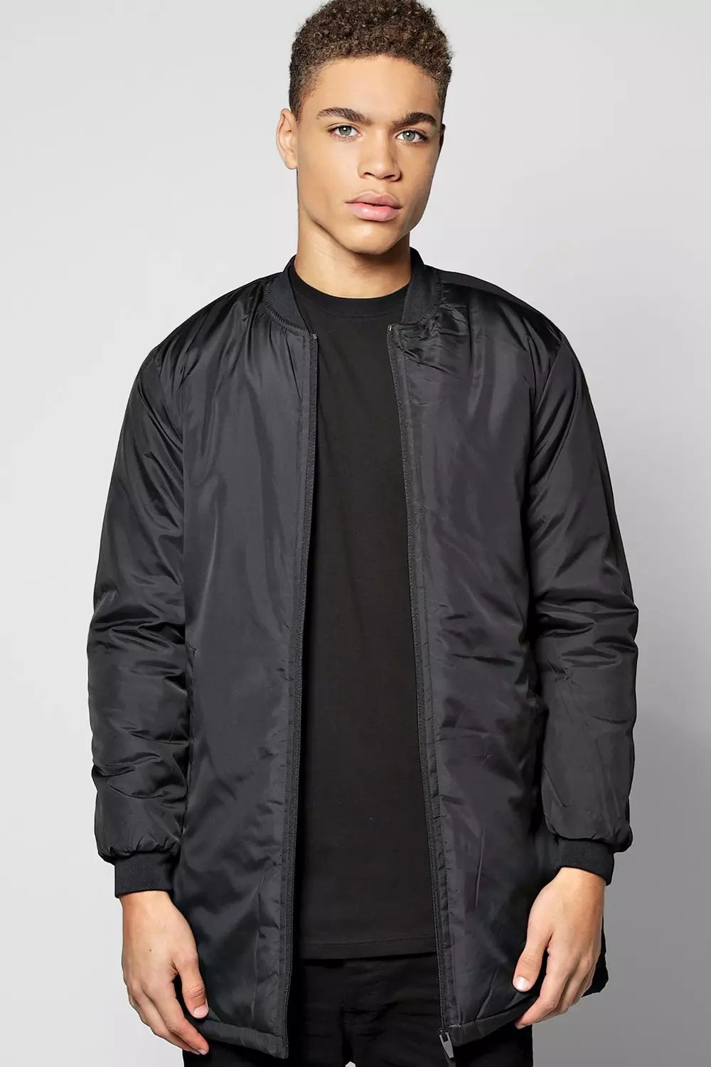 Mens long 2025 bomber jacket