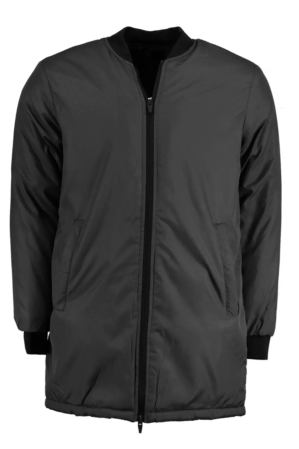 Long black bomber jacket hotsell