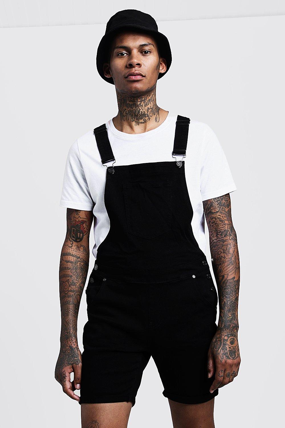 mens black denim dungarees