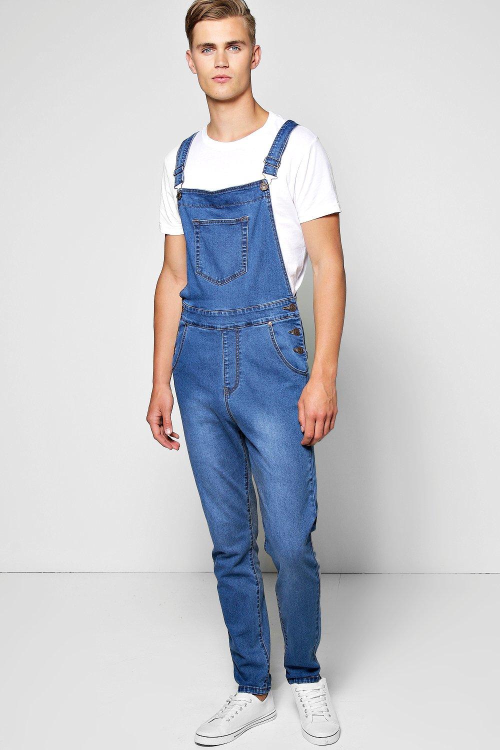 Men's Slim Fit Denim Overalls | Boohoo