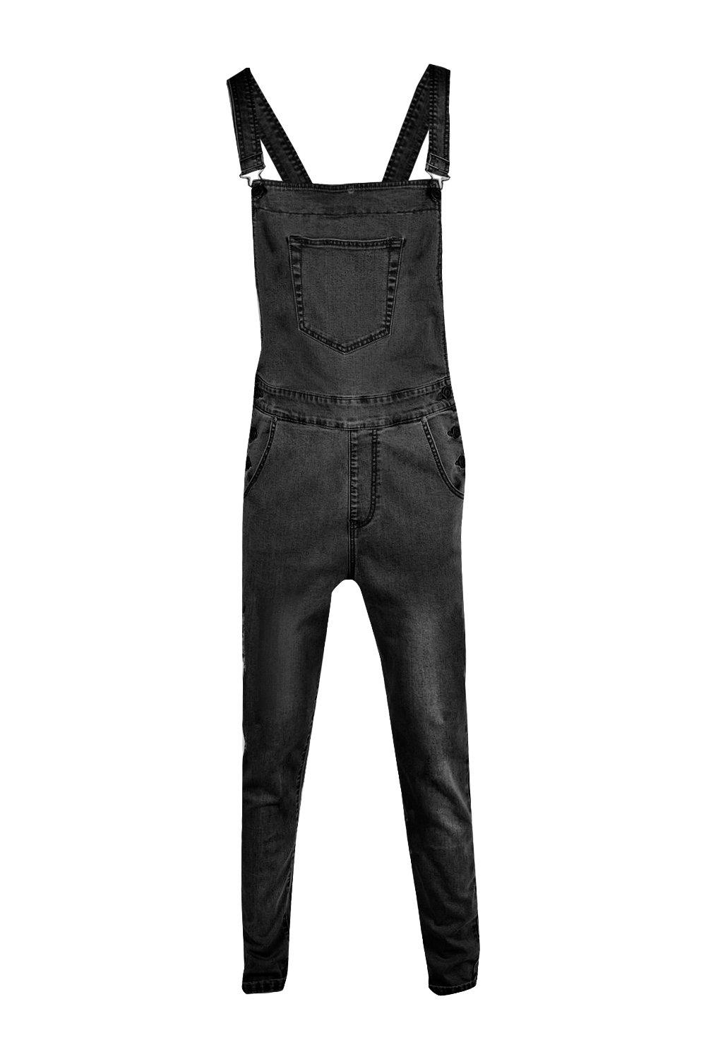 mens black denim dungarees