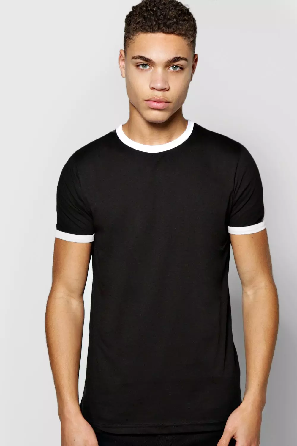 Tシャツ・カットソー RONRON CONTRAST LINE SLEEVELESS WHITE BLACK RR25BSL4288WB Boohoo ME
