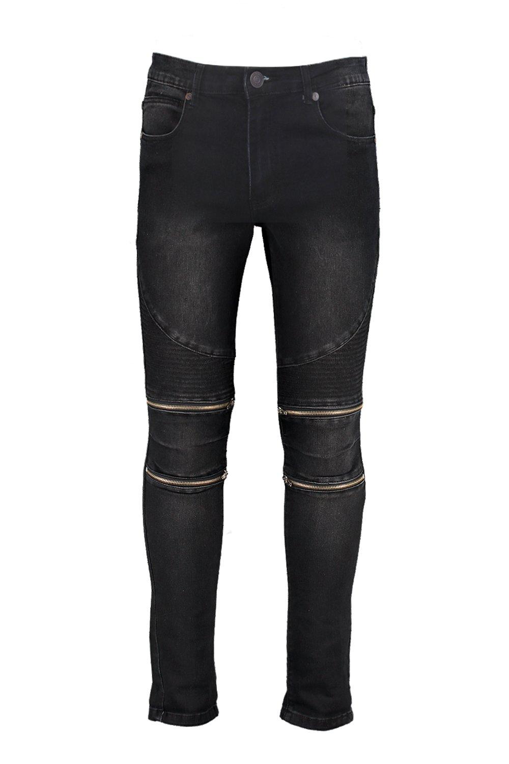 Skinny Fit Zip Knee Biker Jeans