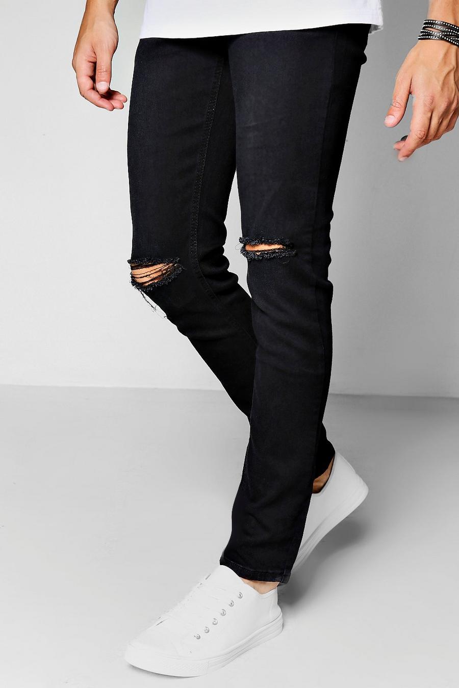 Black nero Ripped Knee Skinny Jeans image number 1