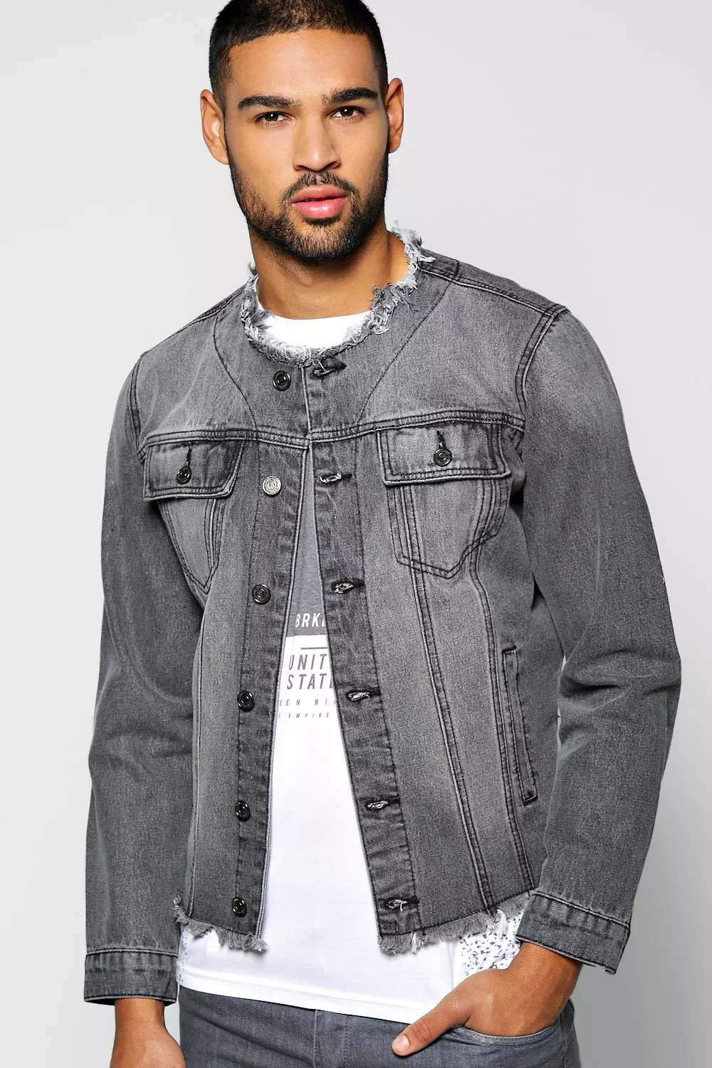 Raw edge sales jean jacket