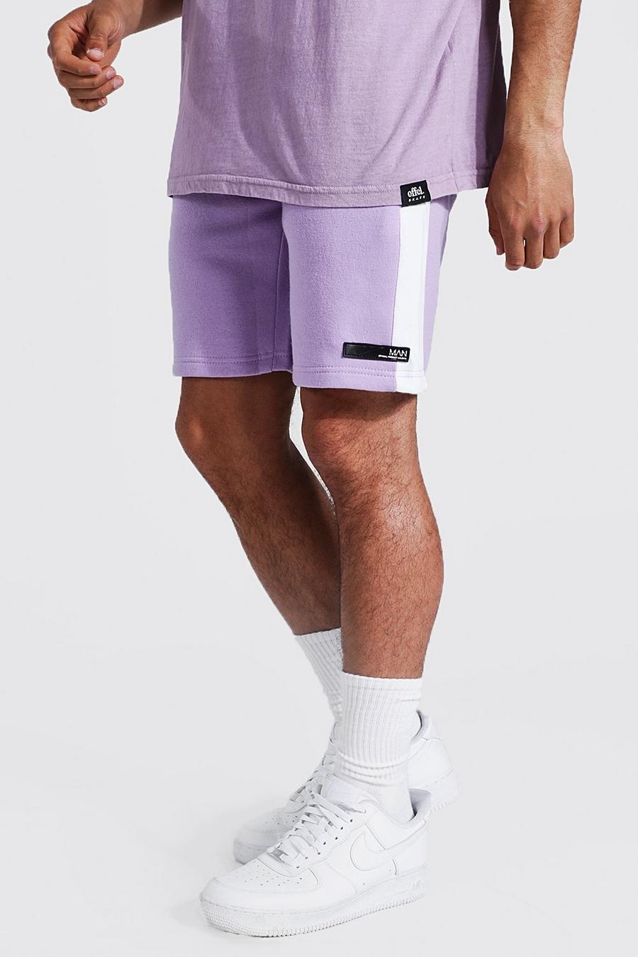 Regular Man Jersey-Shorts mit Seitenstreifen, Lilac image number 1