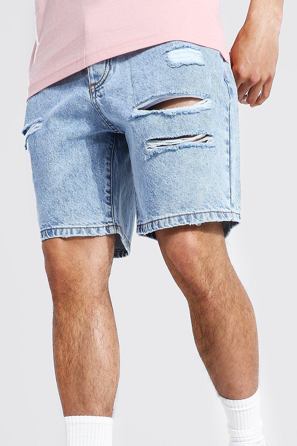 boohoo Men's Relaxed Fit Rigid Denim Shorts