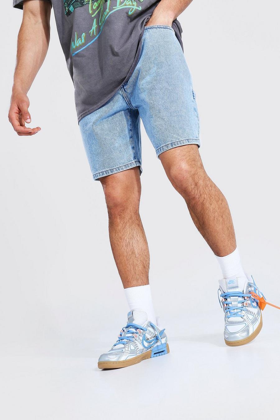 Ice blue Relaxed Fit Worker Denim Short image number 1