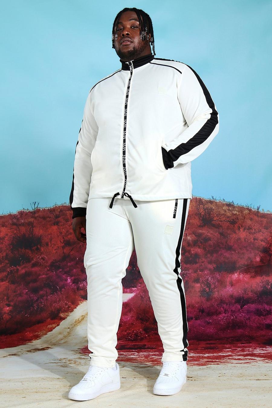 Chándal Plus MAN de tejido por urdimbre con panel lateral, Ecru image number 1
