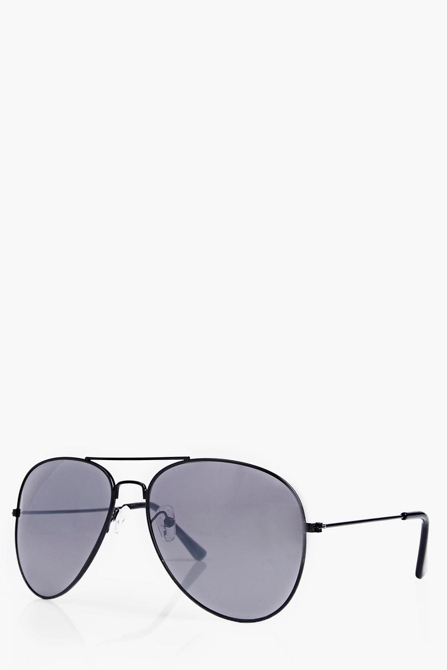 occhiali da sole in stile aviatore con lenti nere image number 1