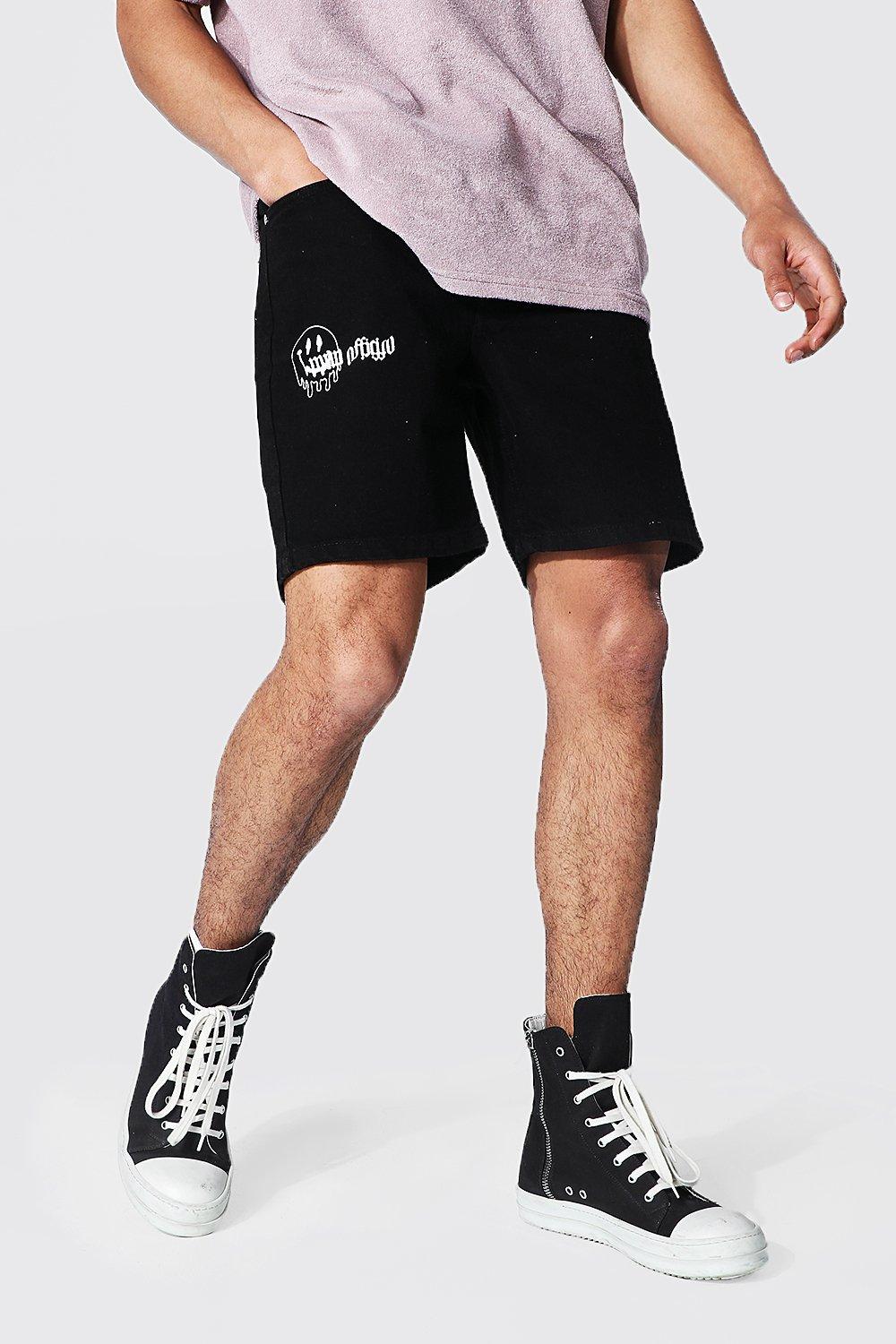 mens black denim shorts slim