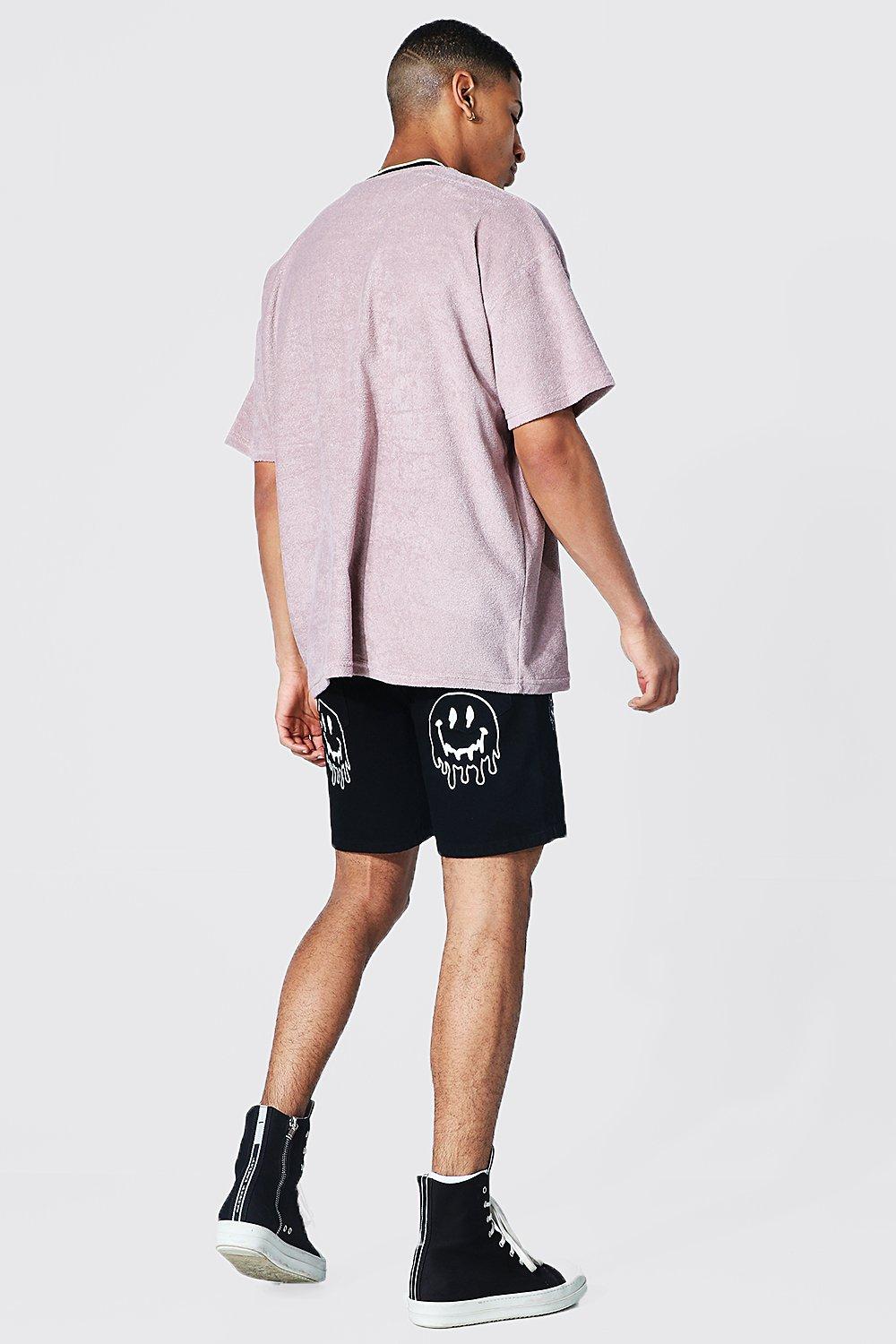 Slim Rigid Drip Face Printed Denim Short