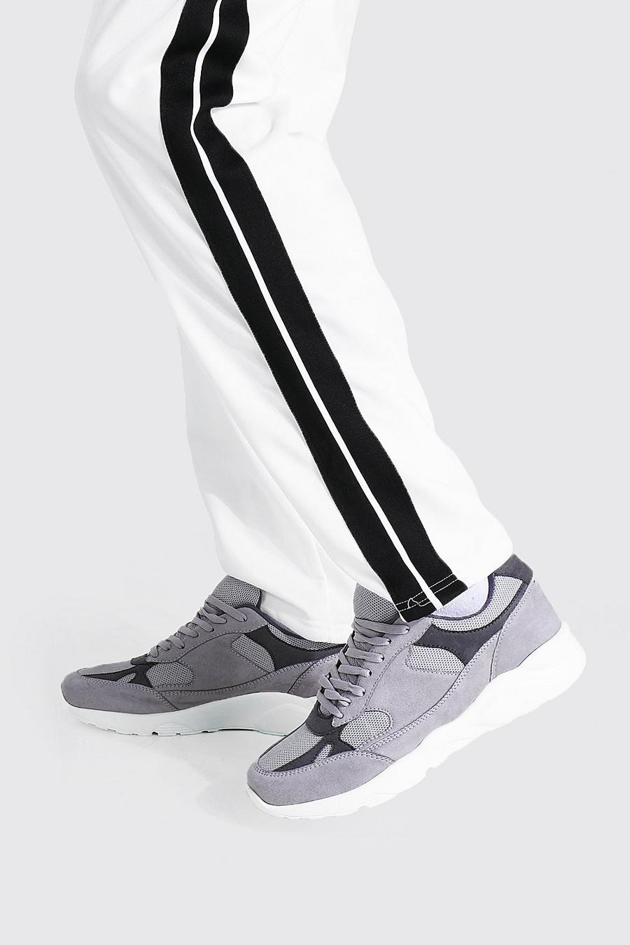 Grey Sneakers i mocka och mesh image number 1