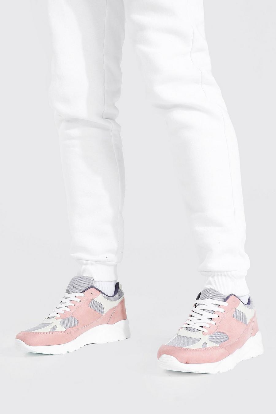 Pink Sneakers i mocka och mesh image number 1