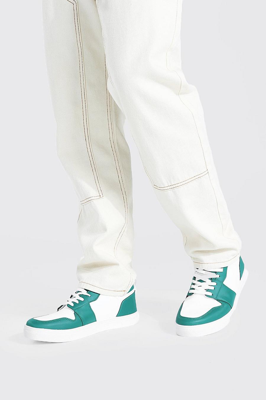 Green Colour Block Sneakers image number 1