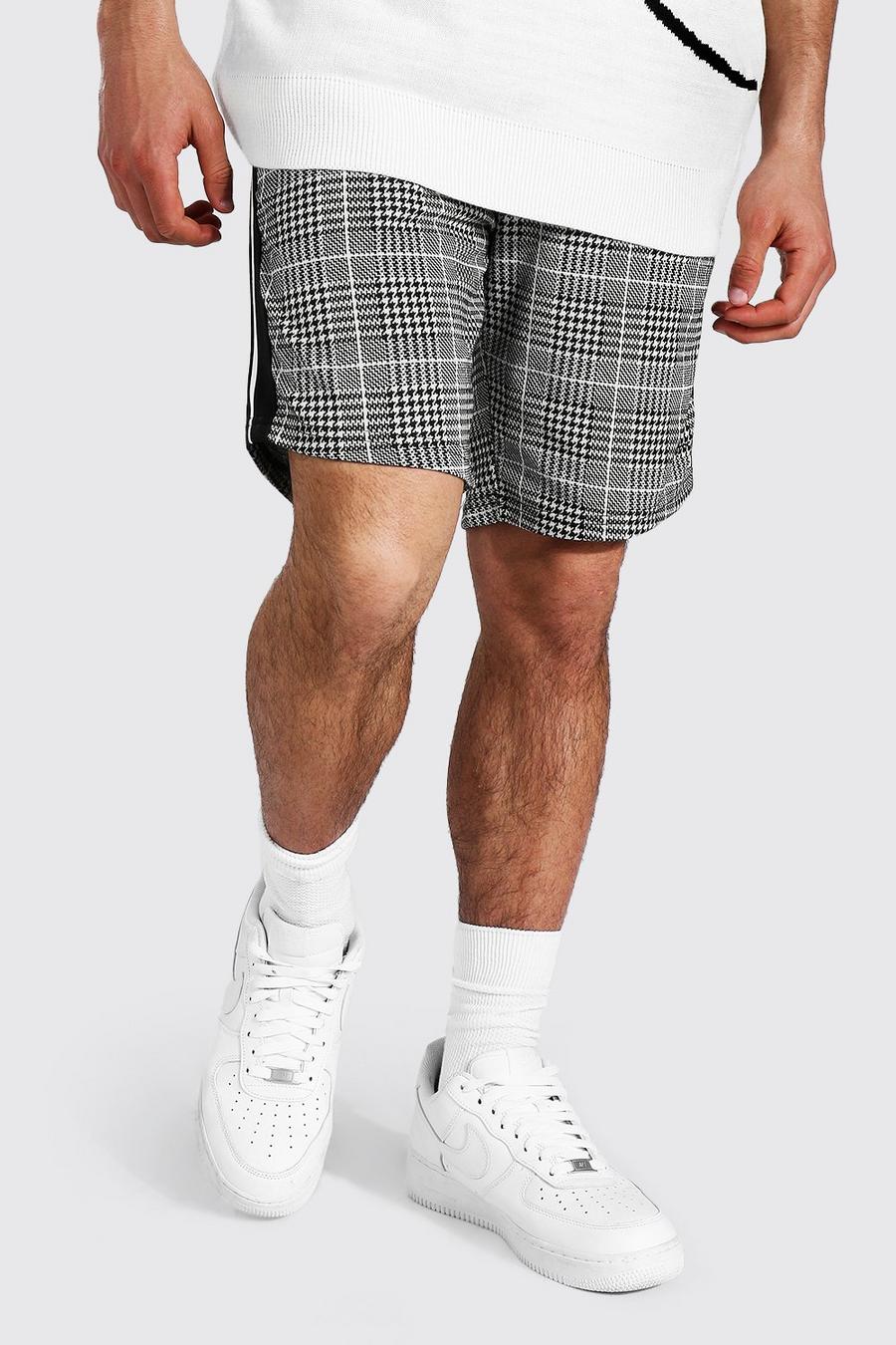 Pantaloncini slim in jacquard con fascia e firma MAN, Nero image number 1