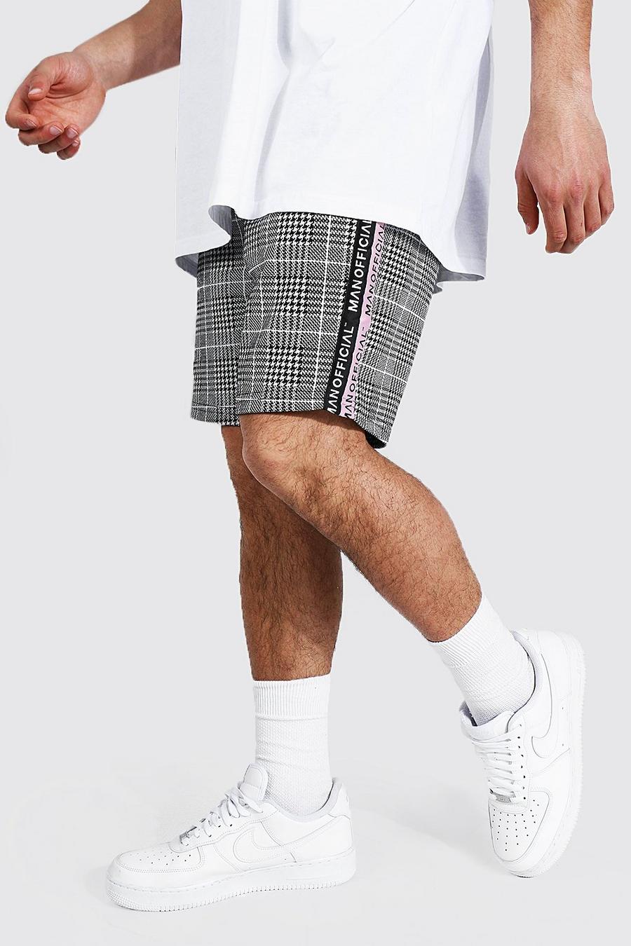 Mittellange Regular Fit Shorts aus Jacquard mit Man–Zierband, Hellpink image number 1