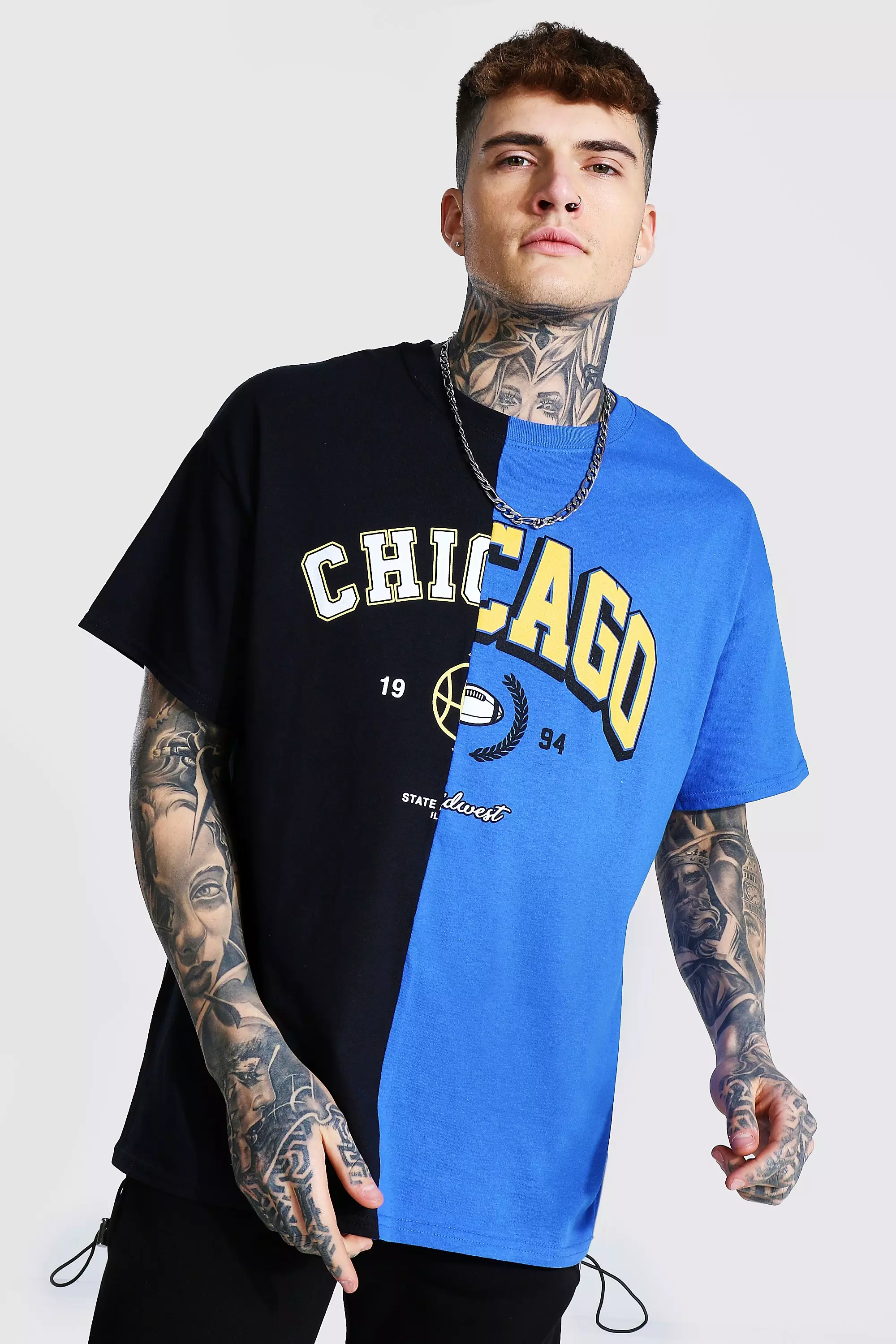 Oversized Chicago Spliced T-shirt