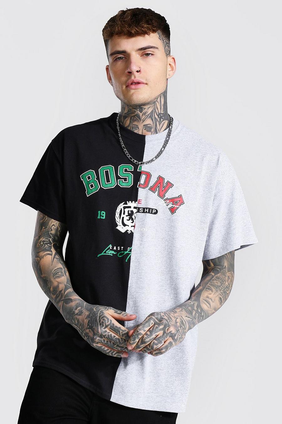 Mehrfarbiges T-Shirt in Übergröße mit „Boston Arizona“-Print, Schwarz image number 1