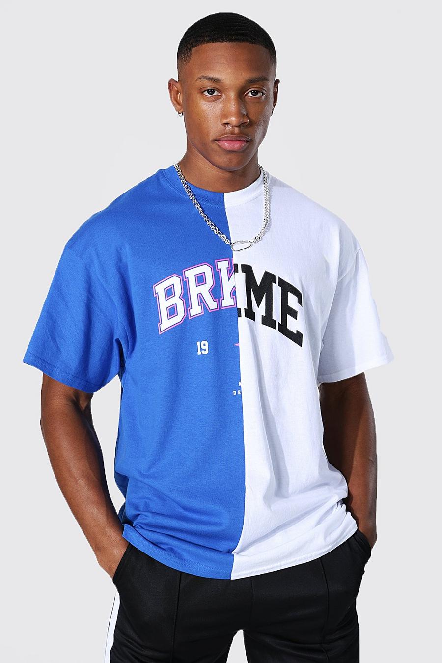 Camiseta ancha con uniones Brklyn Homme, Cobalto image number 1