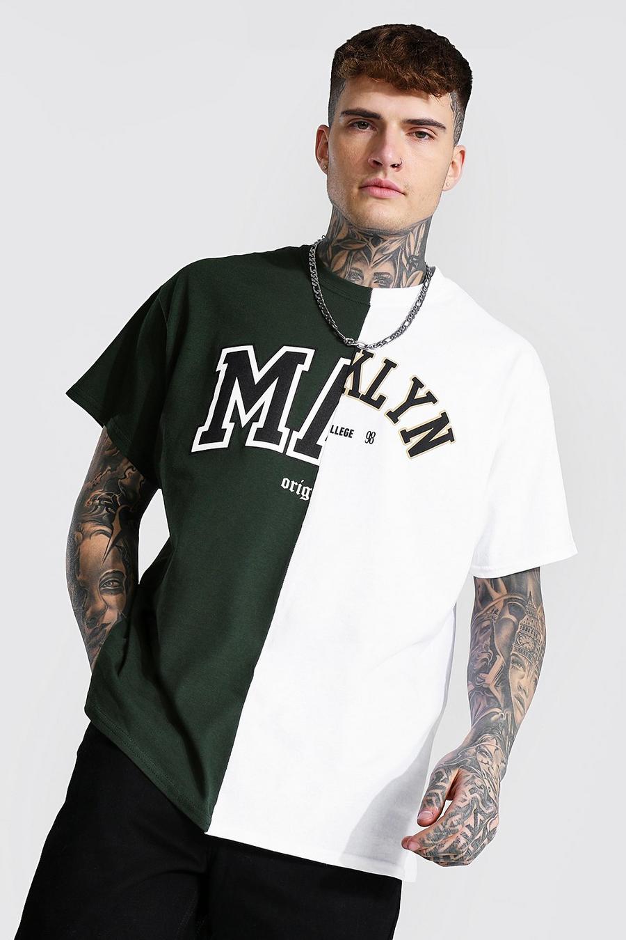 T-shirt oversize bicolore Brooklyn - MAN, Green image number 1
