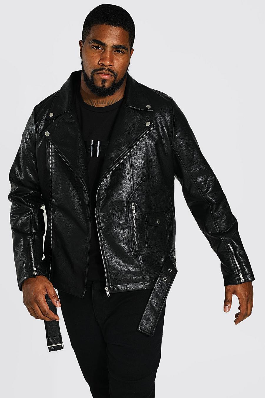 Black Plus Size Faux Leather Biker Jacket image number 1