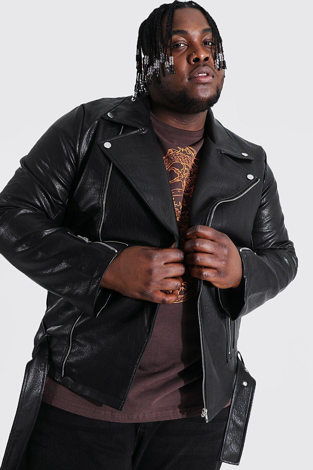 Plus size faux clearance leather jacket with fur