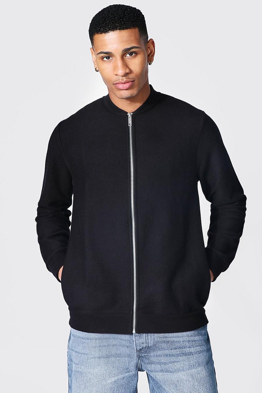 Bomber in twill di jersey, Nero image number 1