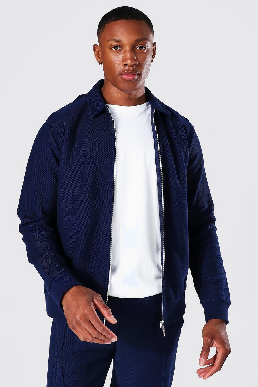 Navy Man Signature Jersey Twill Harrington Jacket image number 1