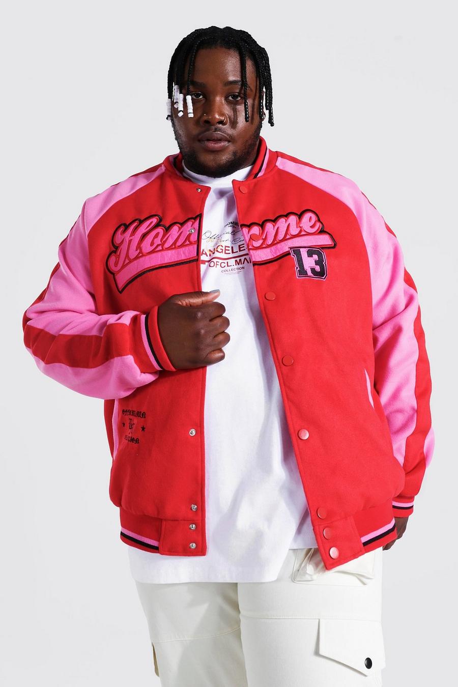Grande taille - Bomber à manches raglan Homme, Red image number 1