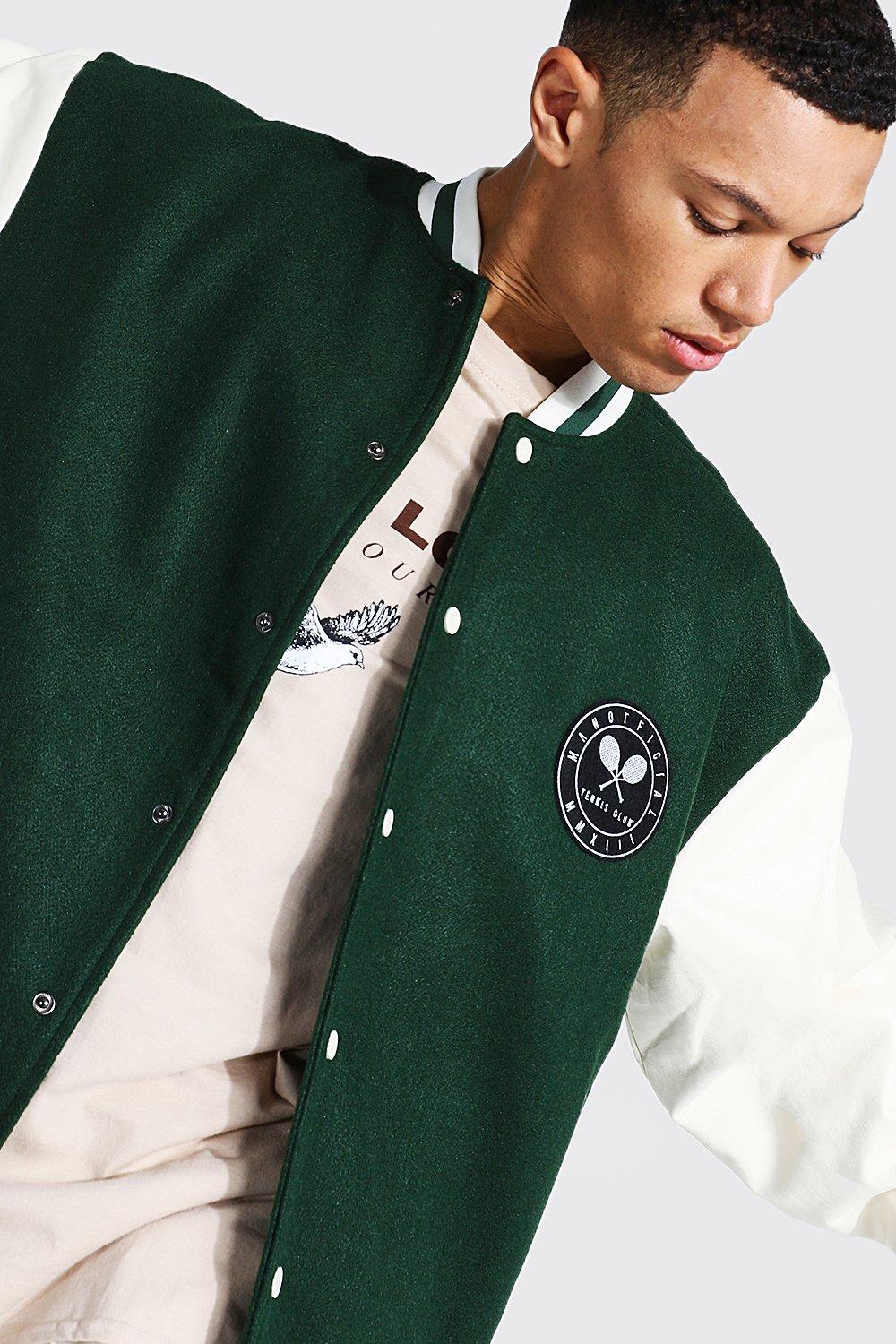 Oversize Men's College Jacket Green