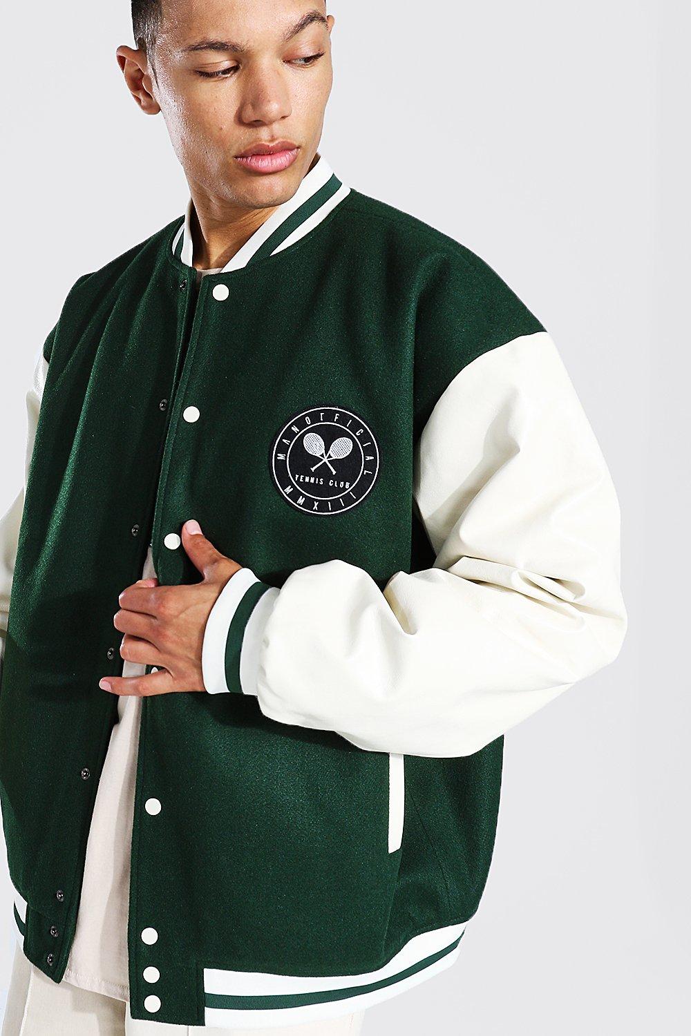 Oversized Sports Club Badge Varsity Jacket