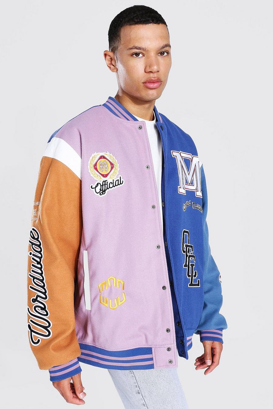 Purple Tall Limited Ed. Colourblock Varsity Jacket image number 1