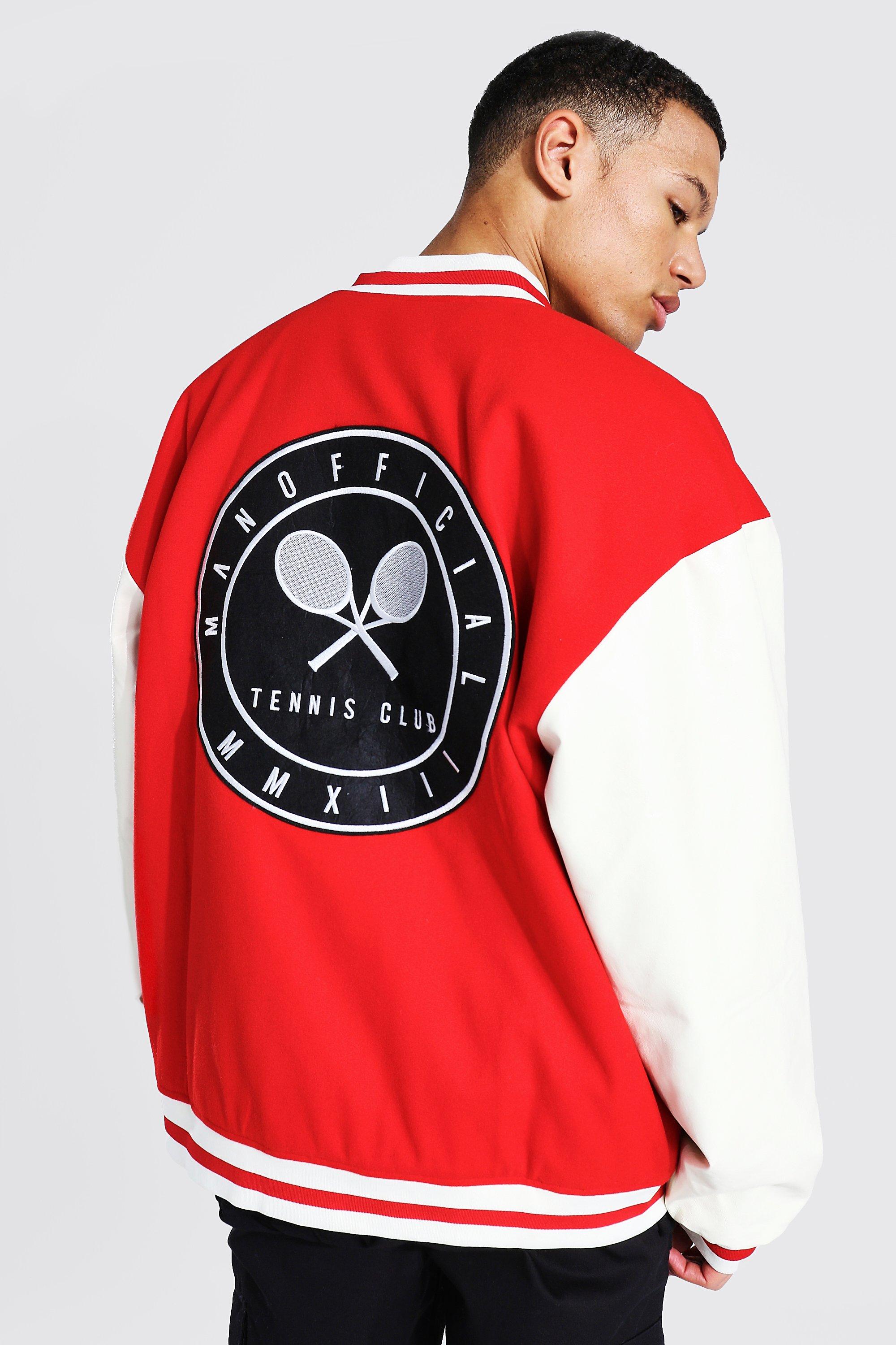 Tall Oversized Tennis Badge Varsity Jacket